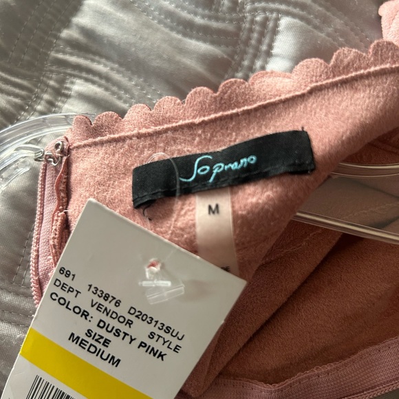 NWT Soprano Dress Women Medium Party Faux Suede Stretchy High Neck Pink - Picture 9 of 11